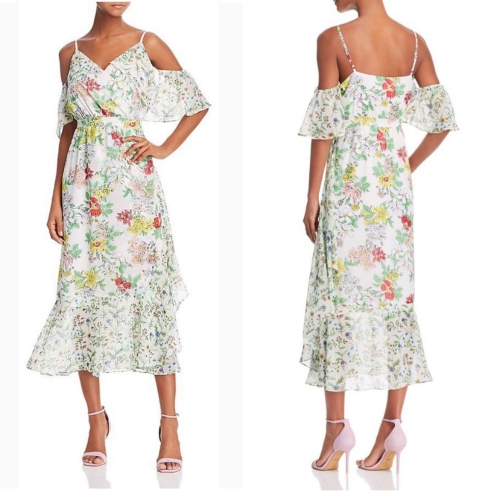 Nanette Lepore Cold Shoulder Floral Midi Dress